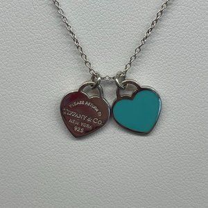 Tiffany Blue Double Heart Tag Pendant in Silver, Mini